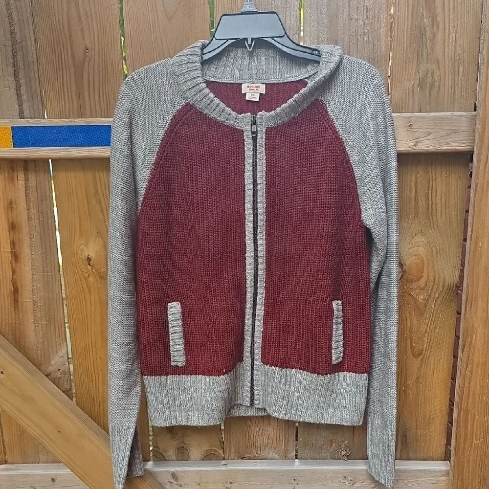 Mossimo Supply Co. Burgundy and Gray Cardigan